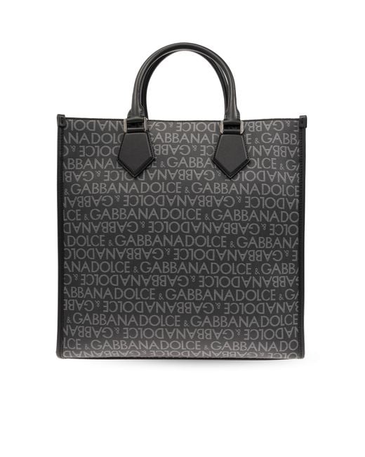 Dolce & Gabbana Black Shopper Bag With Monogram for men