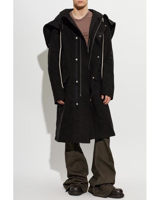 Rick Owens Black Insulated Jacket With Stand-Up Collar for men