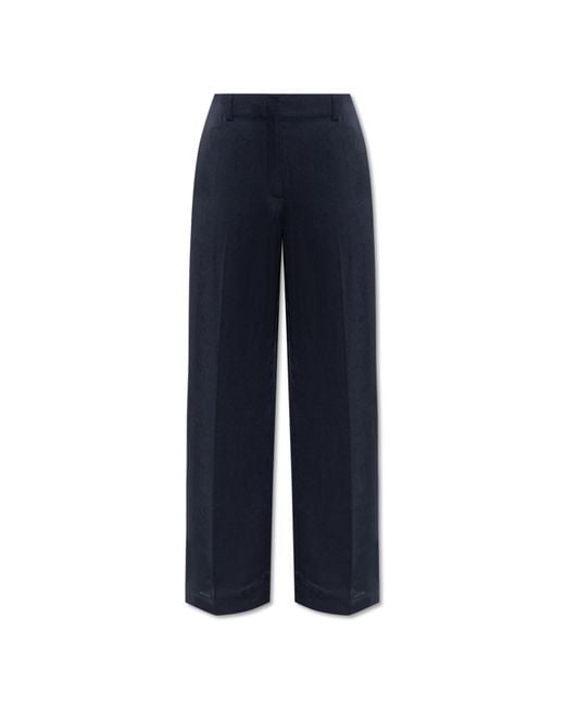 Theory Blue Trousers With A Satin Finish