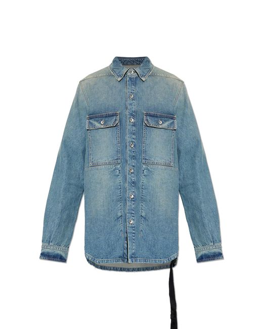 Rick Owens Blue Denim Jacket With Pockets for men