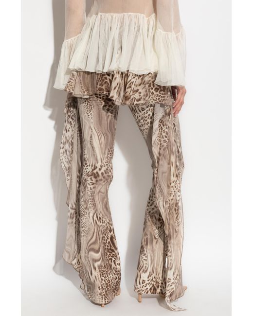Blumarine Natural Silk Top With Ruffles
