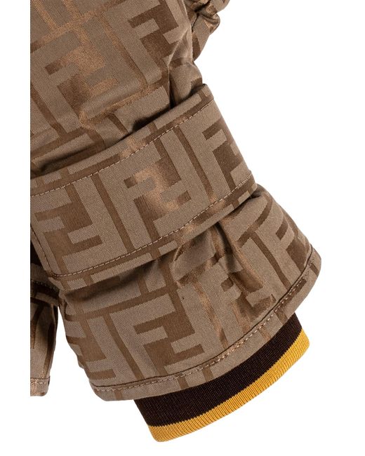 Fendi Brown Ski Gloves With Monogram