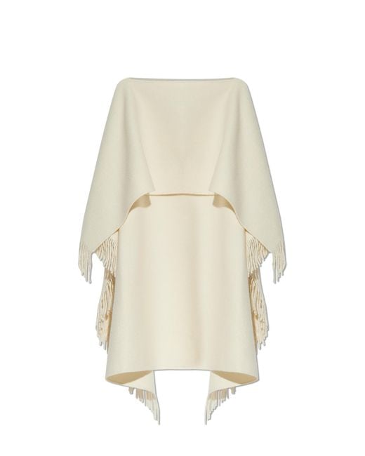 Totême  White Poncho With Fringes