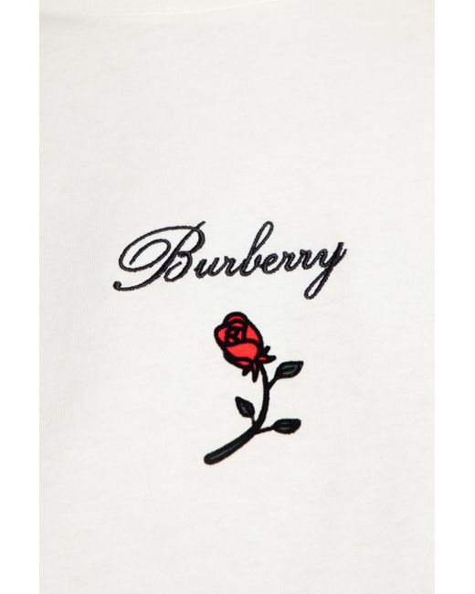 Burberry White Cotton Rose T-shirt