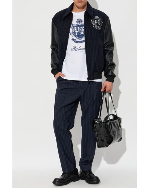 Balmain Blue Striped Pattern Trousers for men