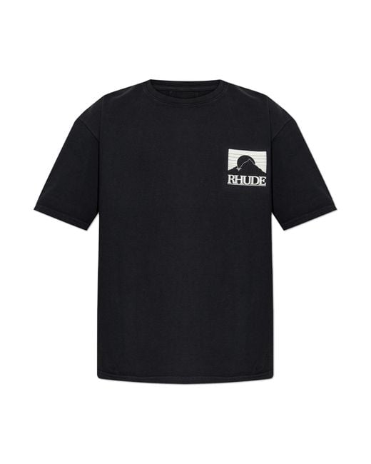 Rhude Black T-Shirt With Logo for men