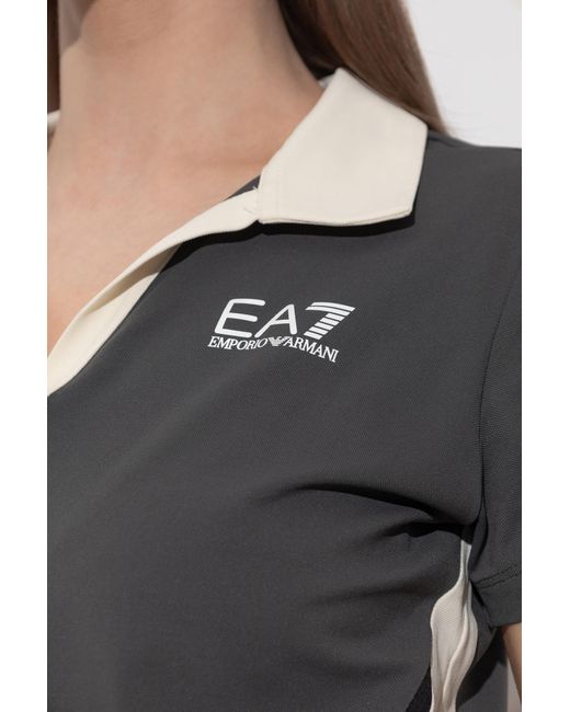 EA7 Gray Polo With Printed Logo
