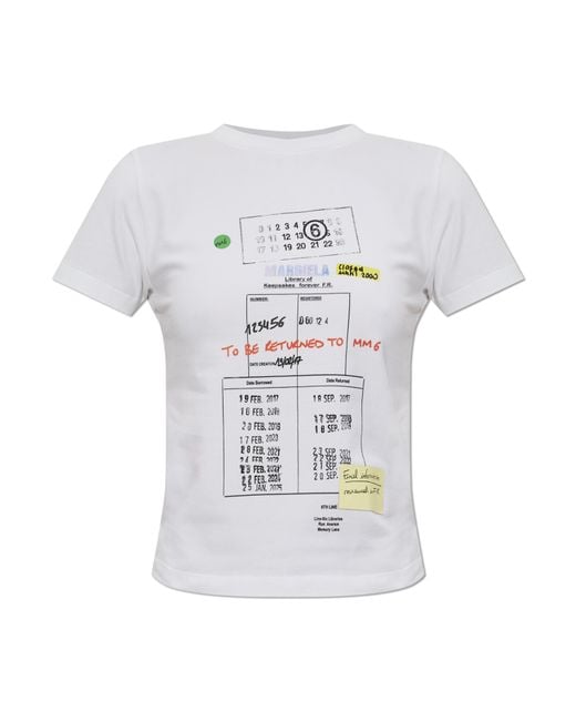 MM6 by Maison Margiela White T-Shirt With Colorful Print