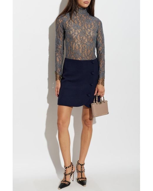 Valentino Garavani Gray Lace Bodysuit