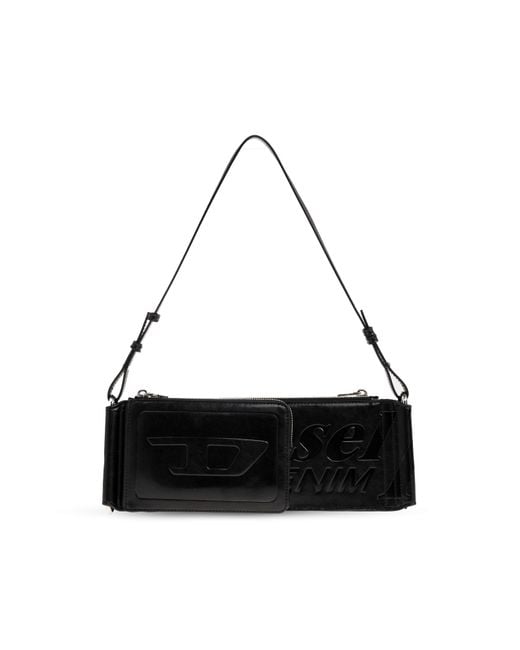 DIESEL Black 'Flag-D Shoulder' Shoulder Bag