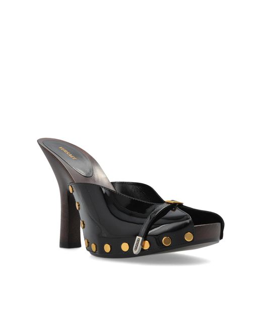 Versace Black Heeled Mules