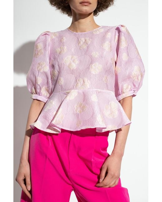 Custommade• Pink 'sheena' Top With Floral Motif,
