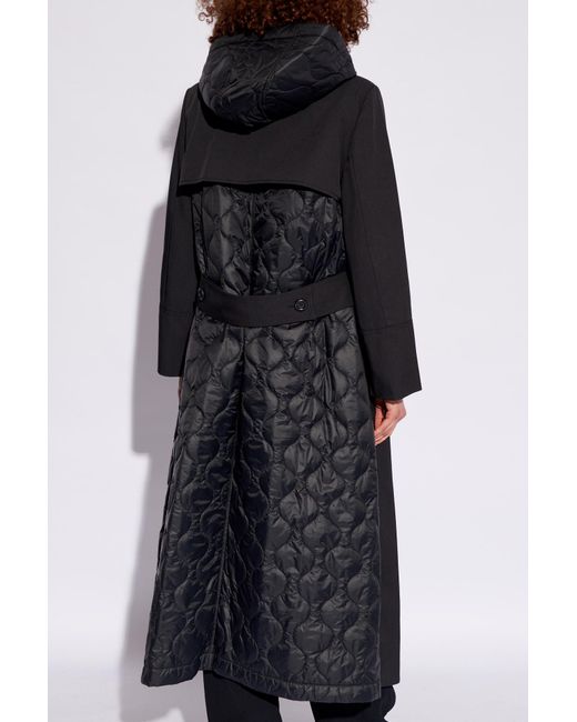 Emporio Armani Black Trench Coat With Detachable Hood,