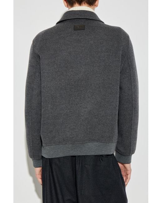Fendi Black Wool Jacket With Embossed Logo for men