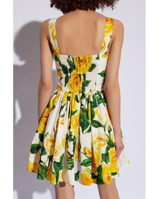 Dolce & Gabbana Yellow Dress With Floral Motif,