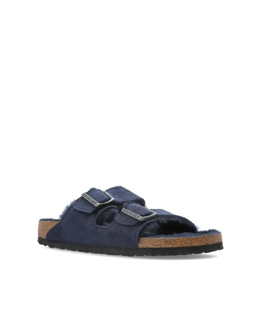 Birkenstock Blue Arizona Shearling' Slides