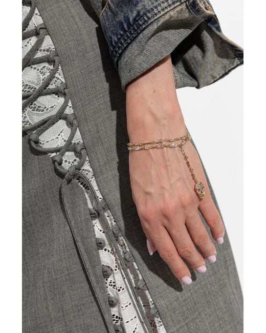 McQueen Metallic Bracelet With Cubic Zirconia