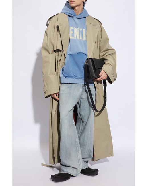 Balenciaga Gray Oversize Trench Coat for men