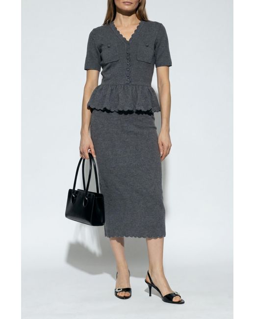 Self-Portrait Gray Dress With A Peplum