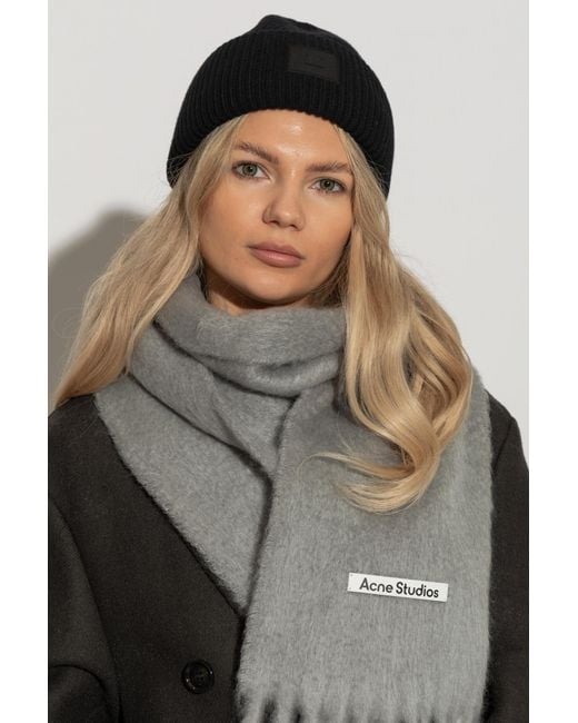 Acne Black Wool Beanie With Logo