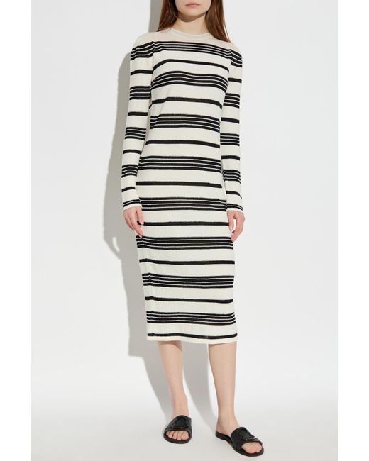 Moncler White Dress With Stripe Pattern
