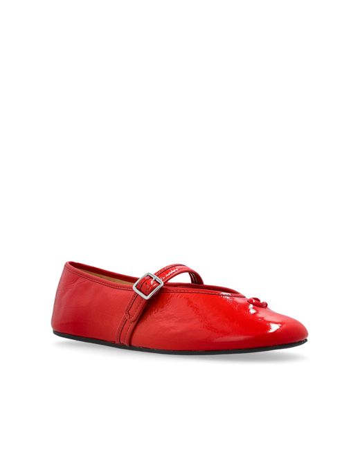 COACH Red Ballet Flats With Logo-Shaped Applique