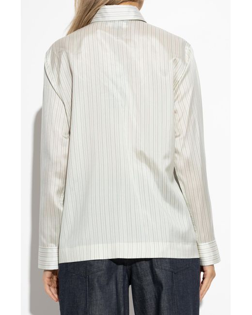 Fendi Natural Silk Shirt With Stripe Pattern