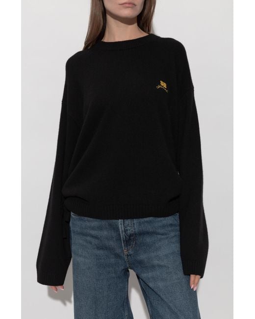 Ganni Blue Sweater With Side Drawstrings