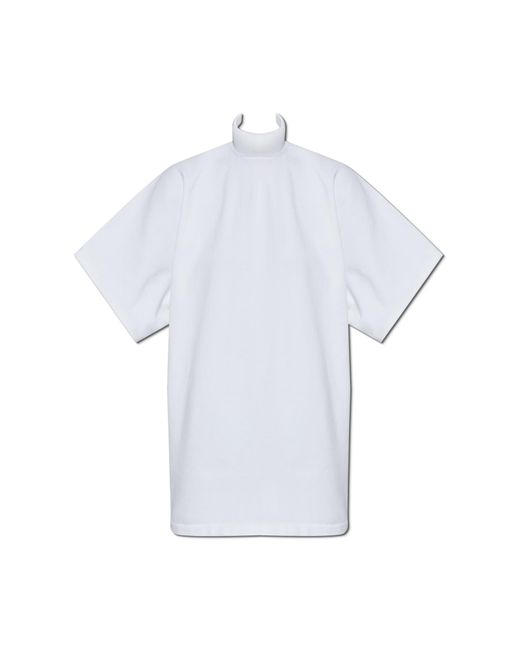 Alaïa White Top With A Stiff Stand-Up Collar