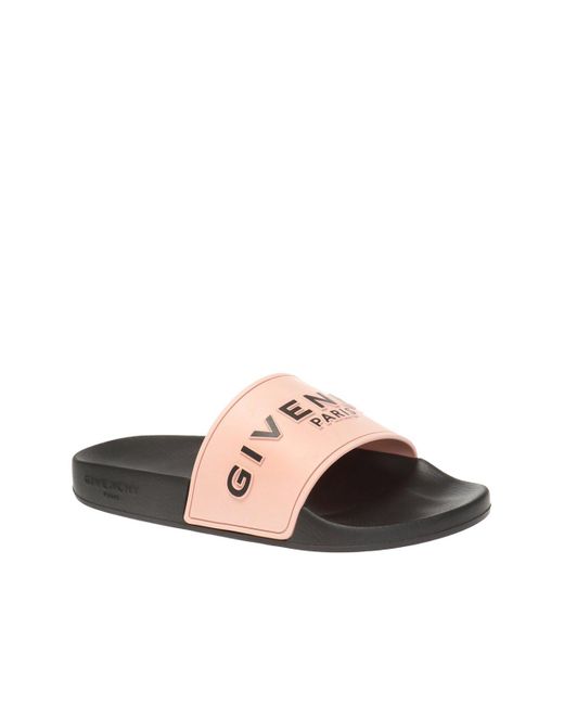 Givenchy Pink And Black Logo Pool Slides | Lyst