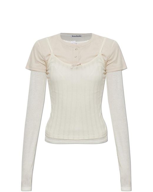 Acne White Cotton Long-Sleeve Top