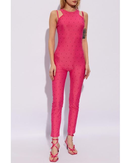 Versace Pink Jumpsuit With Shoulder Straps