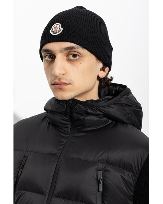Moncler Black Wool Beanie for men