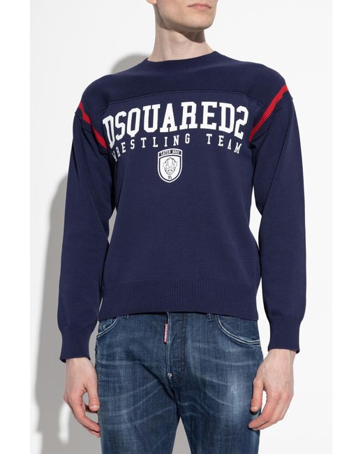 DSquared² Blue Sweater With Logo for men