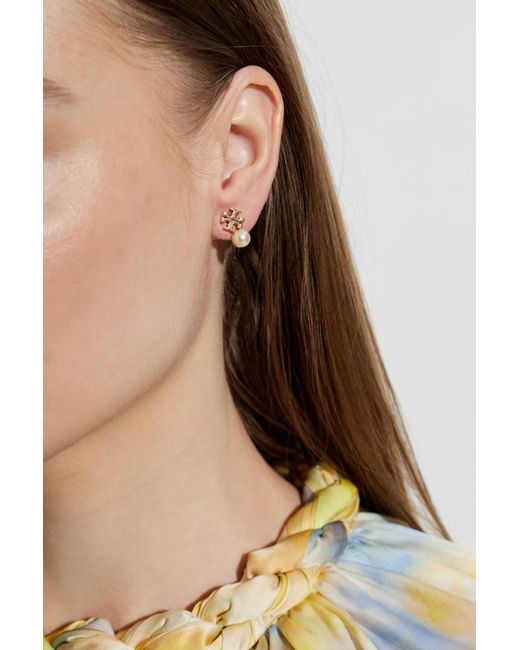 Tory Burch Metallic Earrings With Glass Pearl
