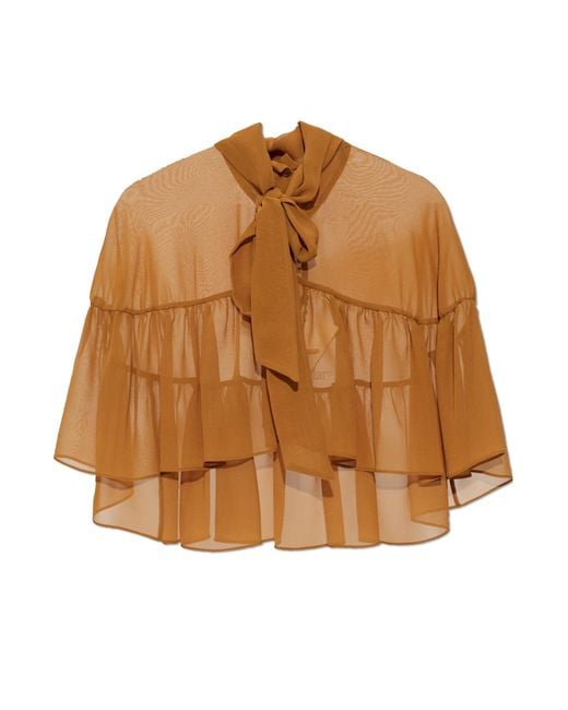 Max Mara Brown Silk Cape "Negozi"