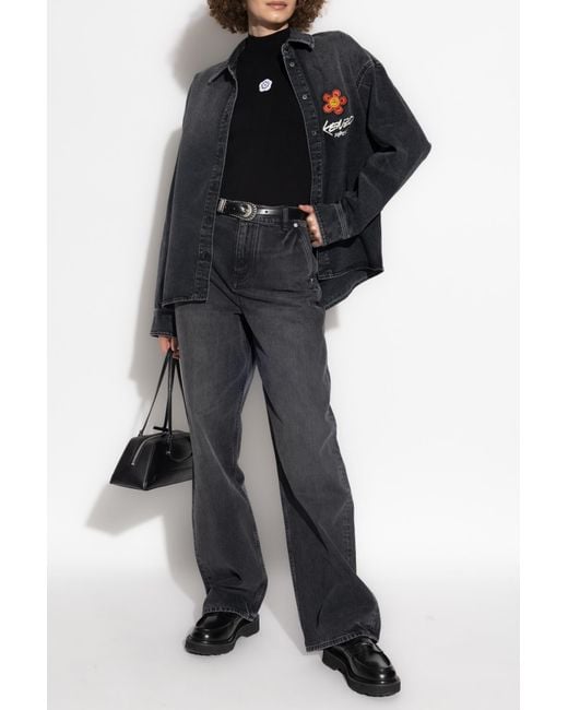 KENZO Black Top With A Stand-Up Collar