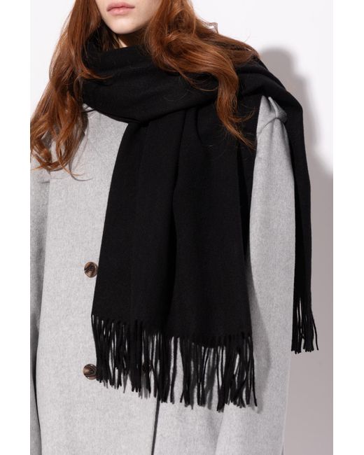 Anine Bing Black Wool Scarf