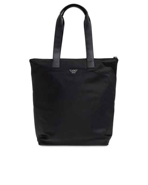 Emporio Armani Black Shopper Bag From The "Sustainability" Collection for men