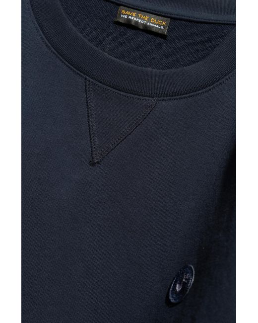 Save The Duck Blue Sweatshirt With Logo Patch for men