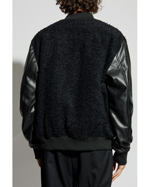 Balmain Black Bomber Jacket With Appliqué for men
