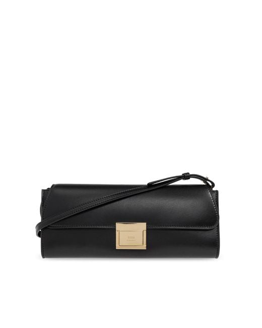 AMI Black Leather Shoulder Bag