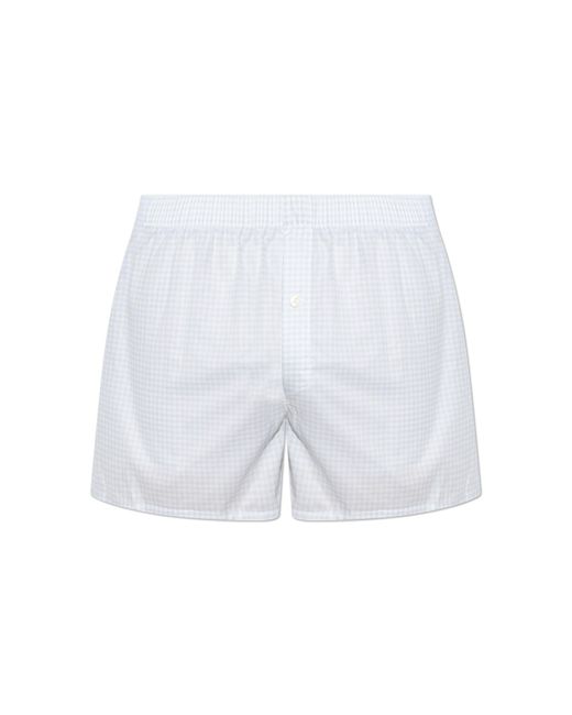 Hanro White Boxers With A Check Pattern for men