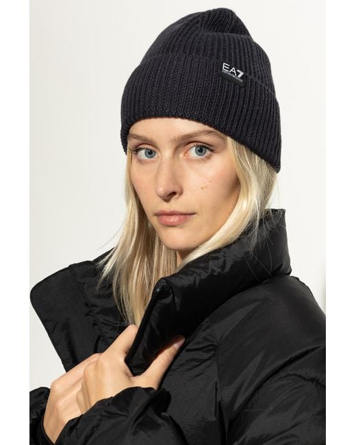 EA7 Black Cap With Logo Patch