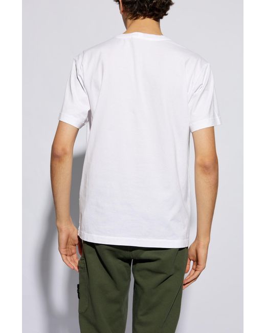 Stone Island White T-shirt With Logo Patch, for men