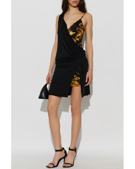 Versace Jeans Couture Black Strap Dress With "Barocco" Pattern