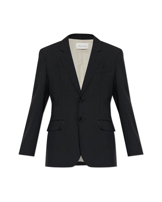 AMI Black Wool Blazer With Single Vent