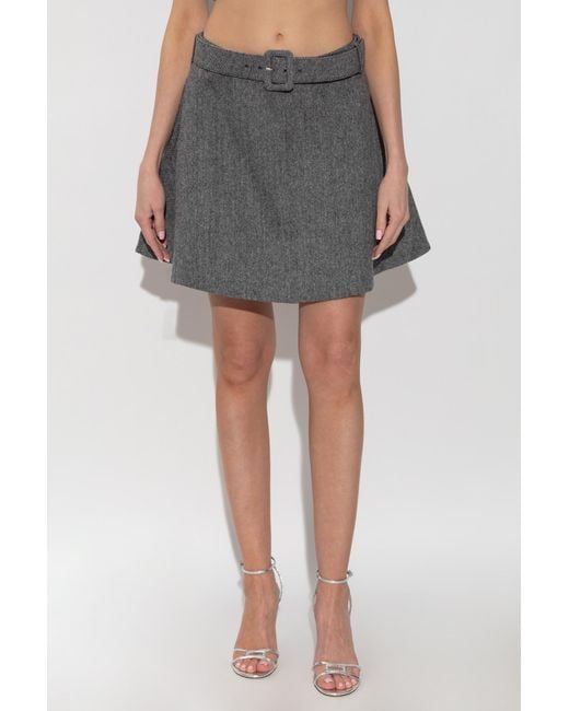 Self-Portrait Gray Skirt With Herringbone Pattern