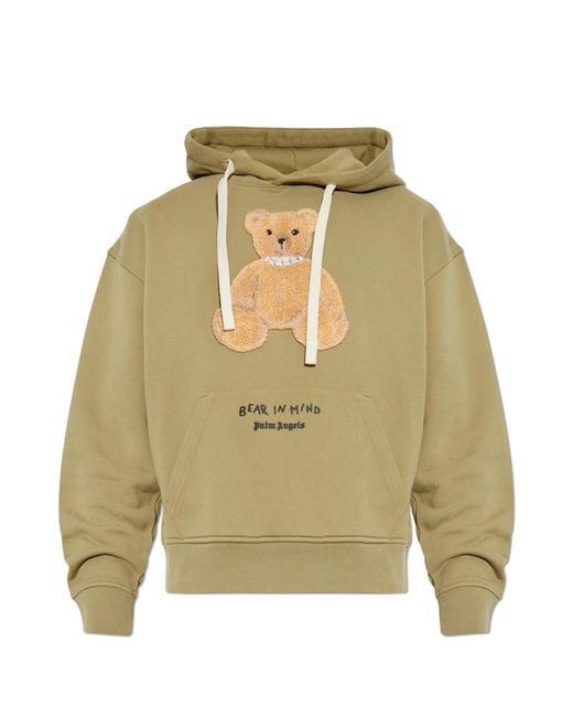 Palm Angels Green Sweatshirt With A Distinctive Teddy Bear Motif for men