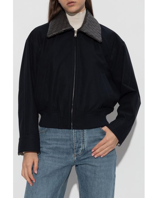 Bottega Veneta Black Jacket With Leather Collar
